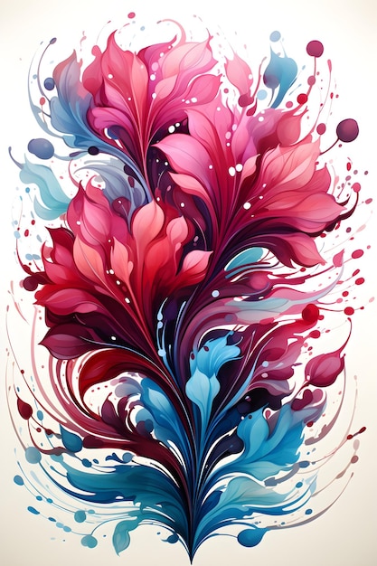 Free Photo colorful floral design with ink splash