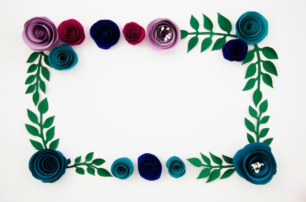 Free Photo colorful floral frame made out of paper