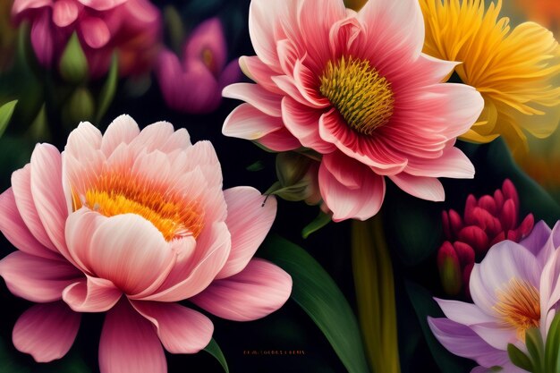 A colorful flower with a purple background