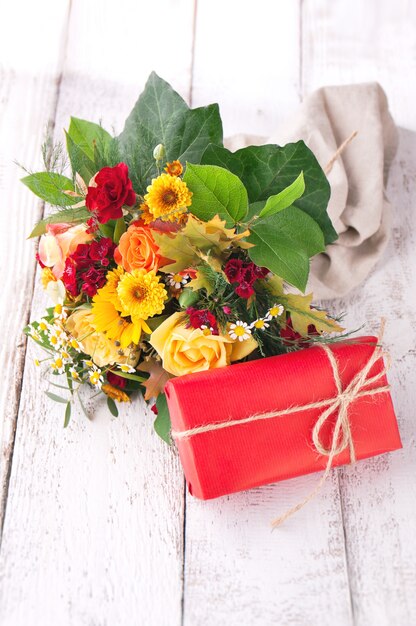 Colorful flowers in a vase