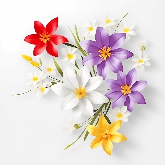 Free photo colorful flowers on white background