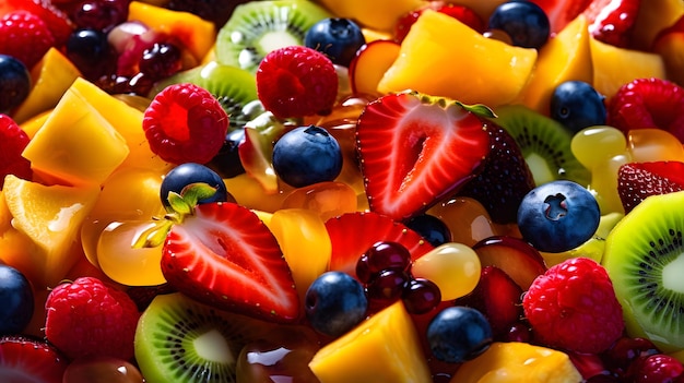 Free photo a colorful fruit salad showcasing a variety of fresh fruits