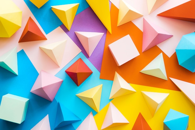 Colorful geometric paper object pack