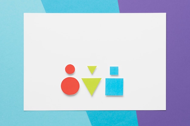 Free Photo colorful geometrical shapes on a white card