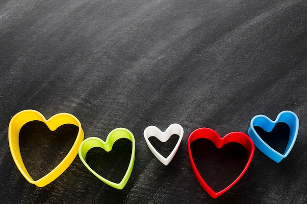 Free Photo colorful heart shapes with copy space