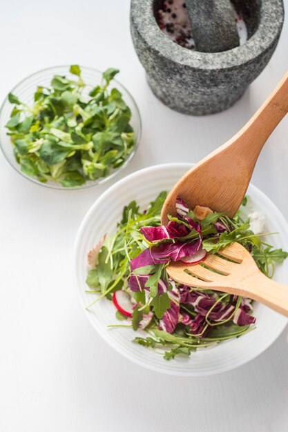 Colorful herbs salad