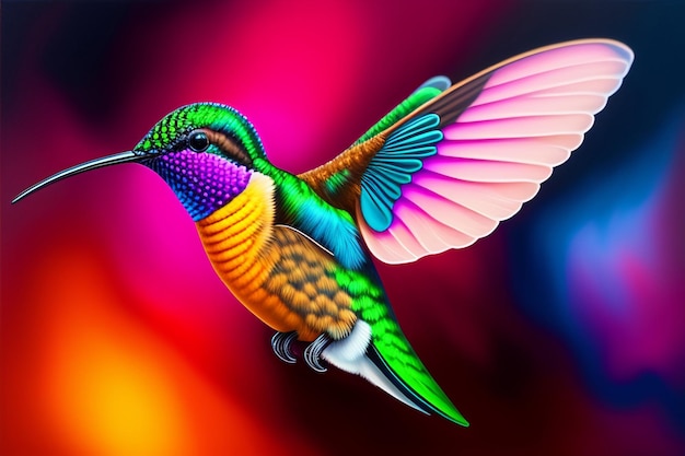 Free Photo a colorful hummingbird with a colorful background.