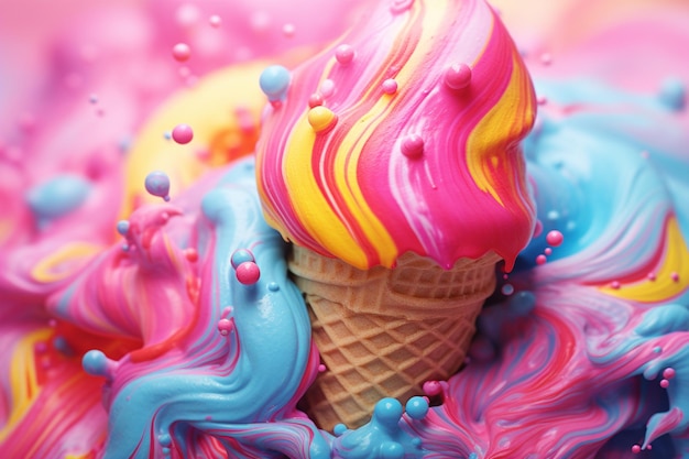 Free photo colorful ice cream dripping backgrounds tasty refreshing