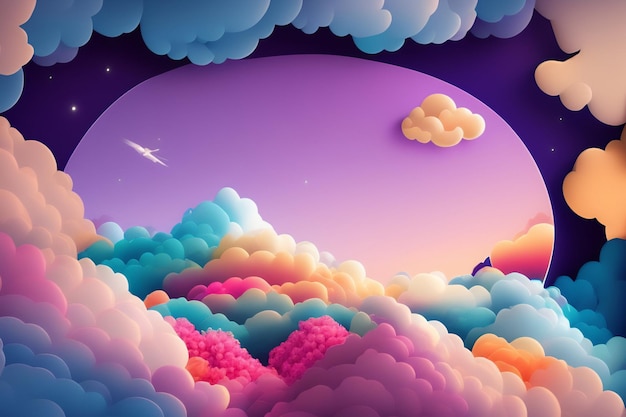 A colorful illustration of a planet with clouds and stars.