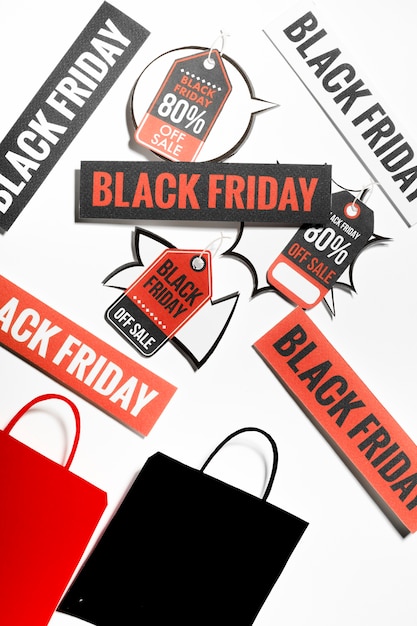 Free photo colorful labels with black friday signs