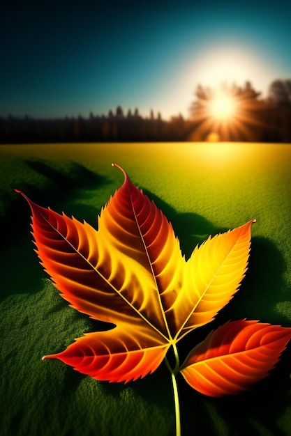 Free photo a colorful leaf that has the word autumn on it