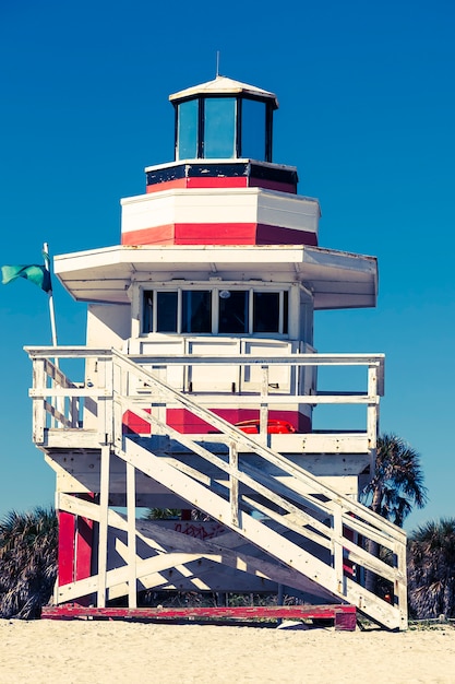 Colorful Lifeguard Tower in South Beach, Miami Beach, Florida