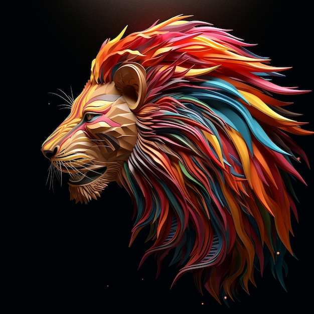 Free Photo colorful male lion in studio