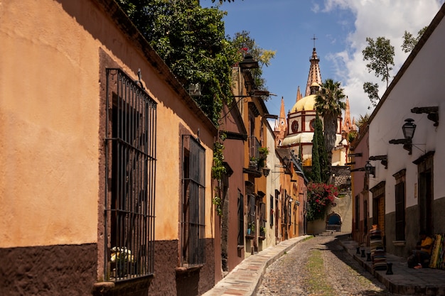 Colorful mexican urban architecture and landscape