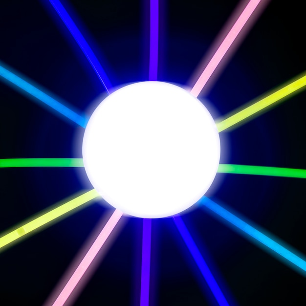 Free photo colorful neon light emitting from glowing circle