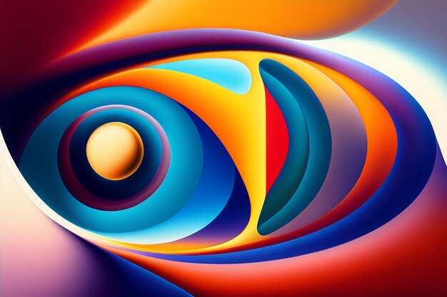 A colorful painting of a fish eye with a large eye.