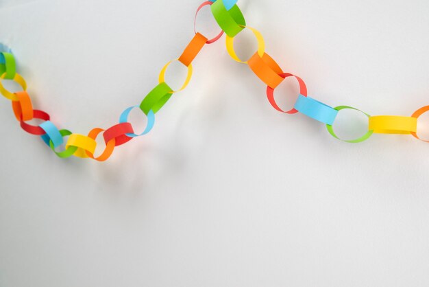 Colorful paper chains still life