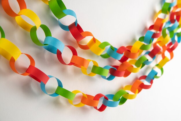 Colorful paper chains still life