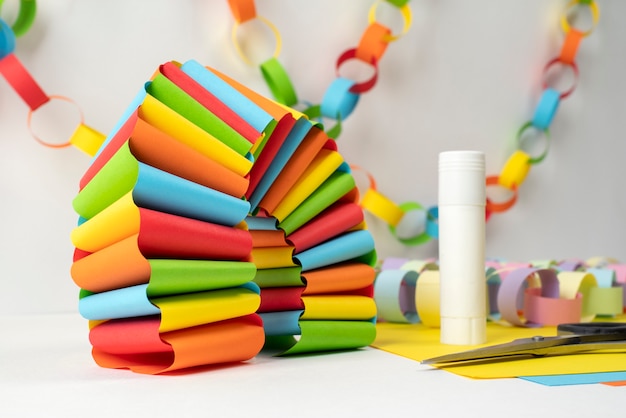 Free Photo colorful paper chains still life