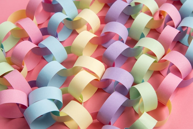 Free photo colorful paper chains still life