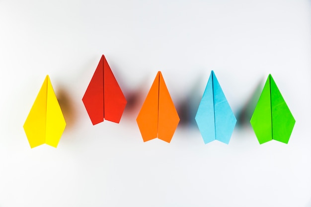 Colorful paper plane collection