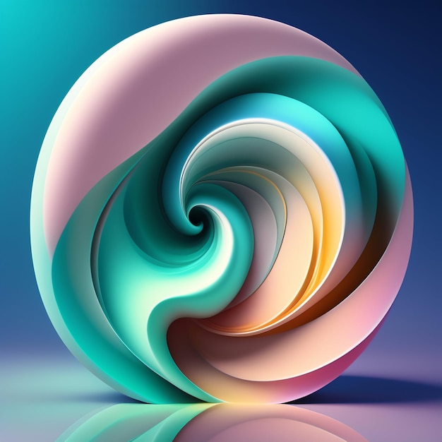 A colorful paper with a spiral design is displayed on a blue background.