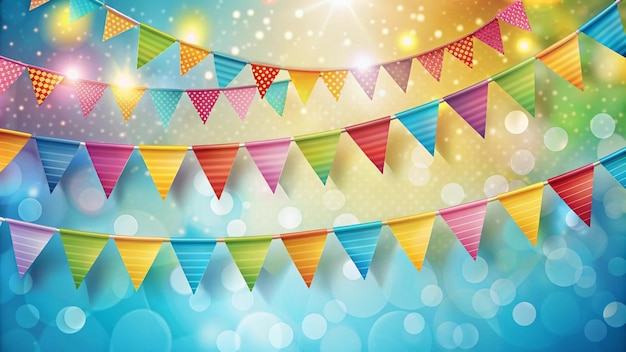 Free photo colorful party flags with blurred lights background