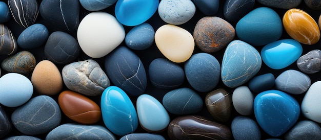 Free photo colorful pebbles on the beach as background top view