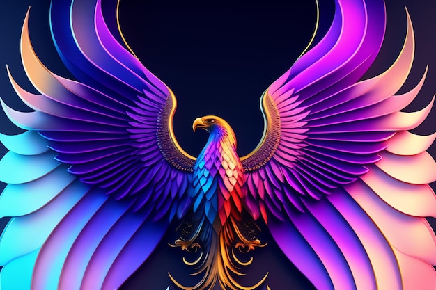 Free photo a colorful phoenix bird with a blue background