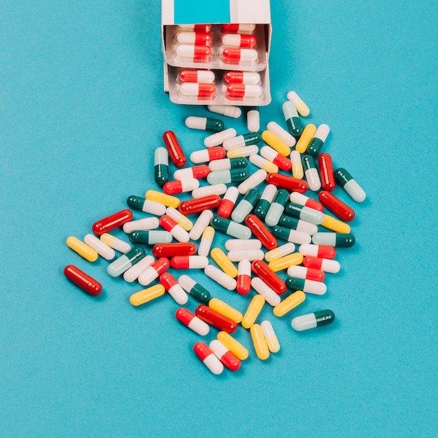 Free photo colorful pills and package