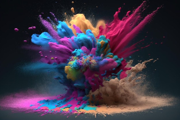 Free photo colorful powder explosion happy holi festival of colors art concept