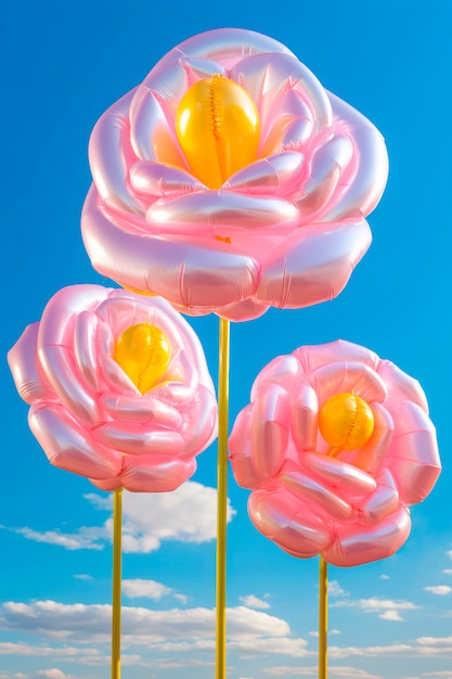 Free Photo colorful roses balloons against the sky