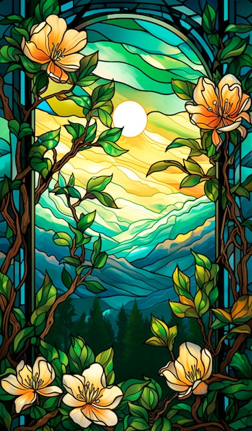 Colorful scene with art nouveau inspired creation