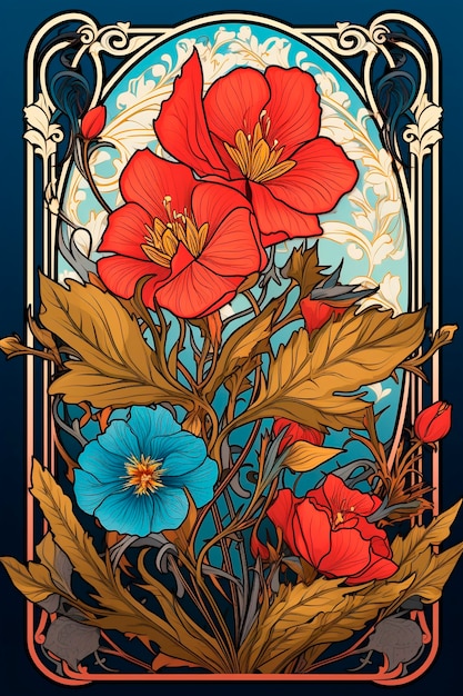 Colorful scene with art nouveau inspired creation