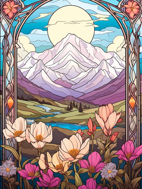 Colorful scene with art nouveau inspired creation