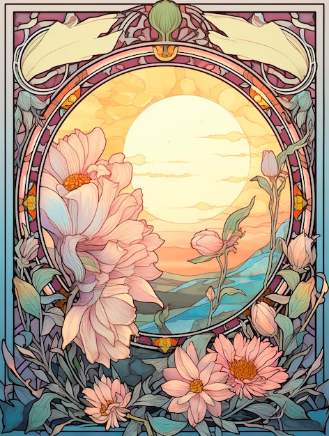 Colorful scene with art nouveau inspired creation