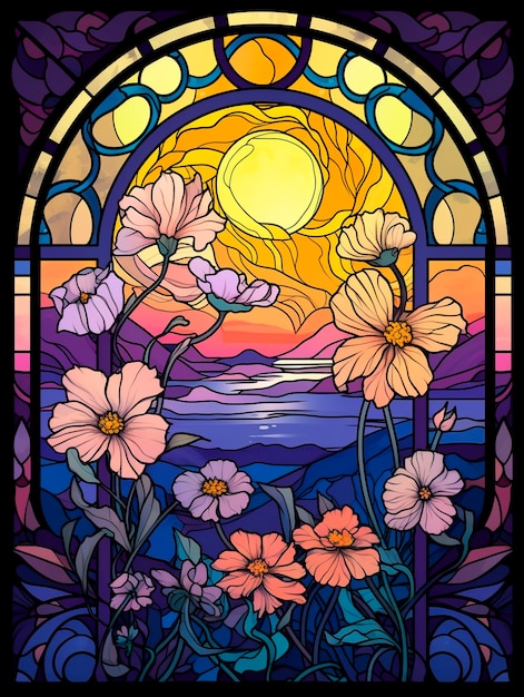 Colorful scene with art nouveau inspired creation