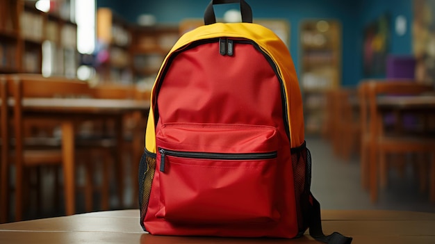 Free photo colorful school backpack in a classroom