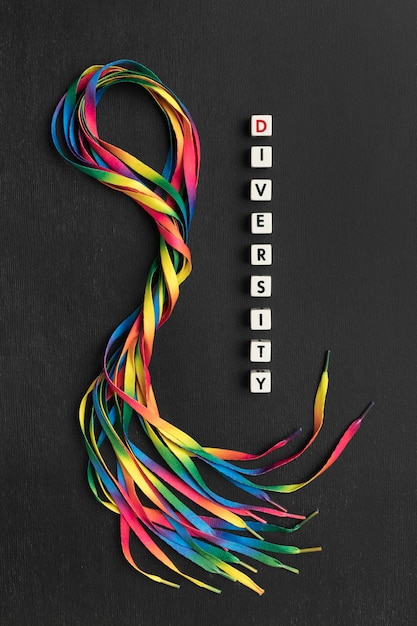 Free Photo colorful shoelaces composition on dark background