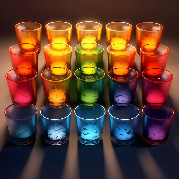 colorful shot glasses