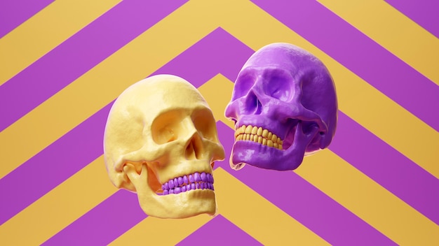 Free Photo colorful skulls arrangement in studio