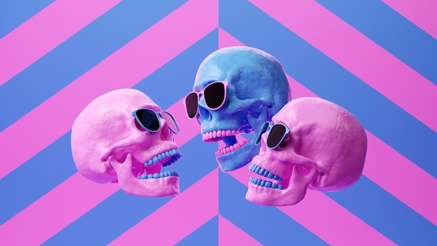 Free Photo colorful skulls arrangement in studio