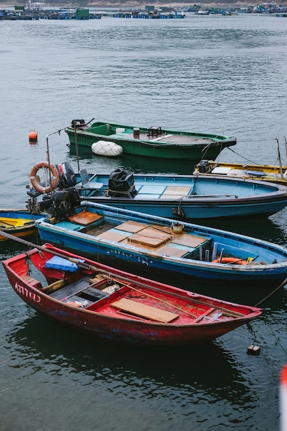 Colorful small boats at the coast