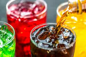 Free photo colorful soda drinks macro shot