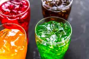 Free photo colorful soda drinks macro shot