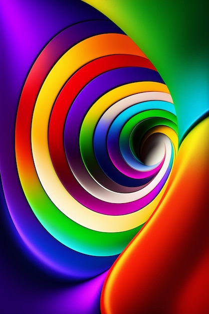 A colorful spiral with a rainbow colored pattern.