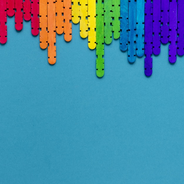 Colorful sticks on desk