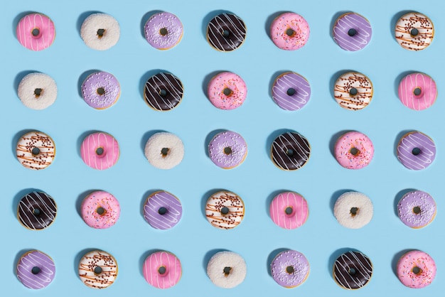 Colorful sweeties donuts, pattern composition