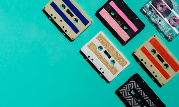 Colorful tape collection on bright background