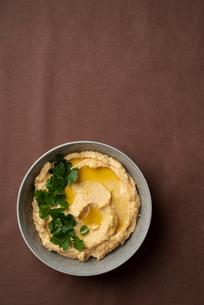 Free Photo colorful and tasty hummus with ingredients